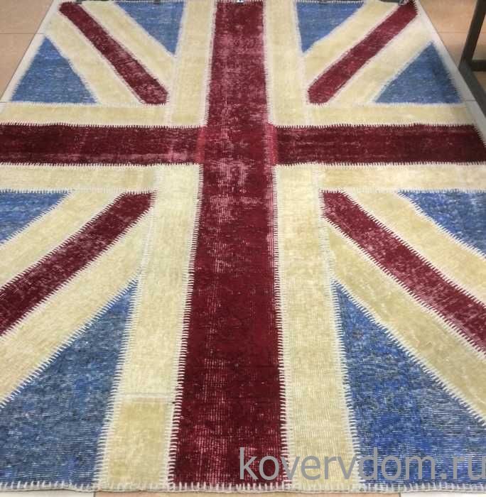 Ковер винтажный ручной работы Британский флаг Vintage Flag Patchwork 230315 Ковер винтажный ручной работы Британский флаг Vintage Flag Patchwork 230315