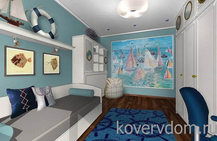 Ковер МОРСКОЙ Корабельные Штурвалы синий Ковер МОРСКОЙ Корабельные Штурвалы синий