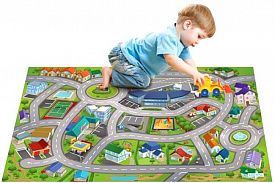 Детский развивающий 3D ковер с фоном дороги с дорогами ГОРОДОК 86133
